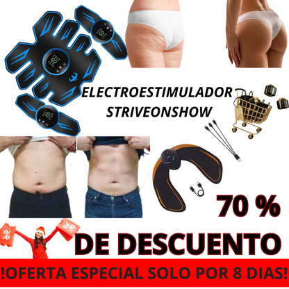 ELECTROESTIMULADOR TONIFICA ABDOMEN, GLUTEOS Y BRAZOS !PAGAS UNO Y TE REGALAMOS EL RESTO STRIVEONSHOW
